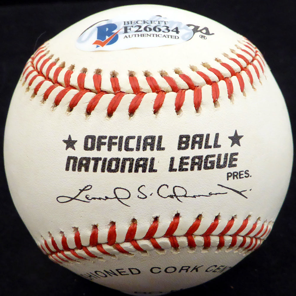Bob Dillinger Autographed Official NL Baseball St. Louis Browns Beckett BAS #F26634