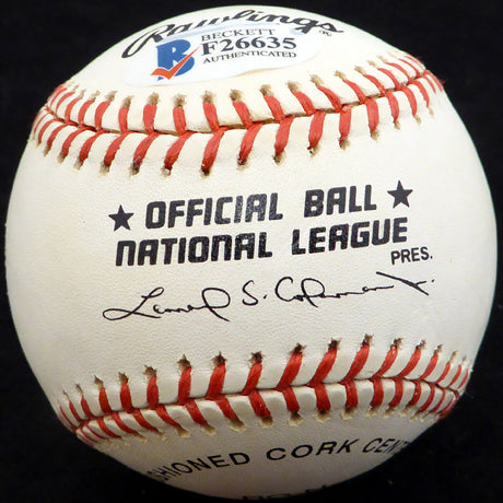 Bob Dillinger Autographed Official NL Baseball St. Louis Browns Beckett BAS #F26635