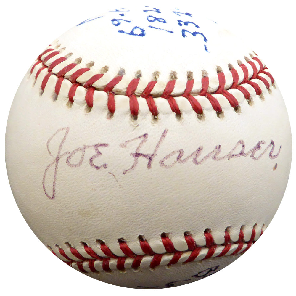 Joe Hauser Autographed Official AL Baseball Baltimore Orioles, Oakland A's "HR, RBI & Batting AVG" Beckett BAS #F29093