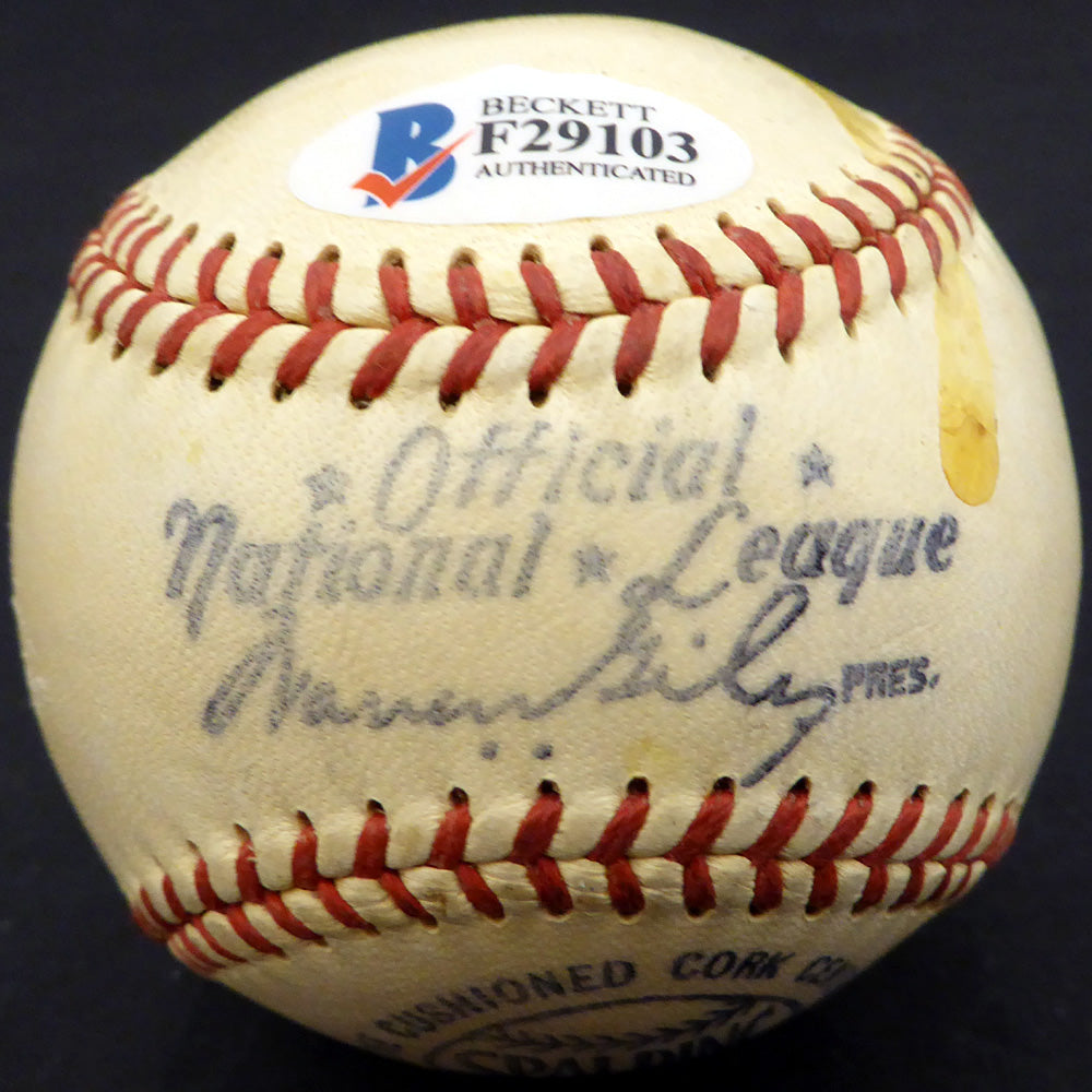 Luke Hamlin Autographed Official Warren Giles NL Baseball Brooklyn Dodgers, Detroit Tigers Beckett BAS #F29103