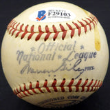 Luke Hamlin Autographed Official Warren Giles NL Baseball Brooklyn Dodgers, Detroit Tigers Beckett BAS #F29103