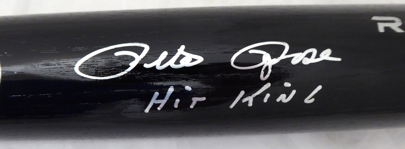 Pete Rose Autographed Black Rawlings Bat Cincinnati Reds "Hit King" PR Holo Stock #177048