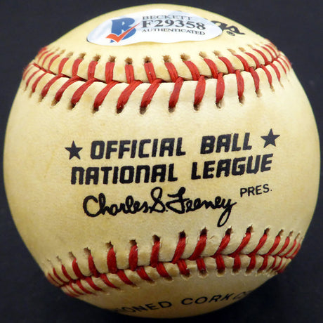 Whitey Kurowski Autographed Official Feeney NL Baseball St. Louis Cardinals Beckett BAS #F29358