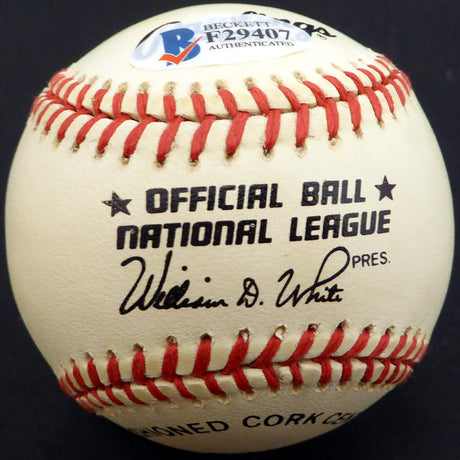 Vic Lombardi Autographed Official NL Baseball Brooklyn Dodgers Beckett BAS #F29407