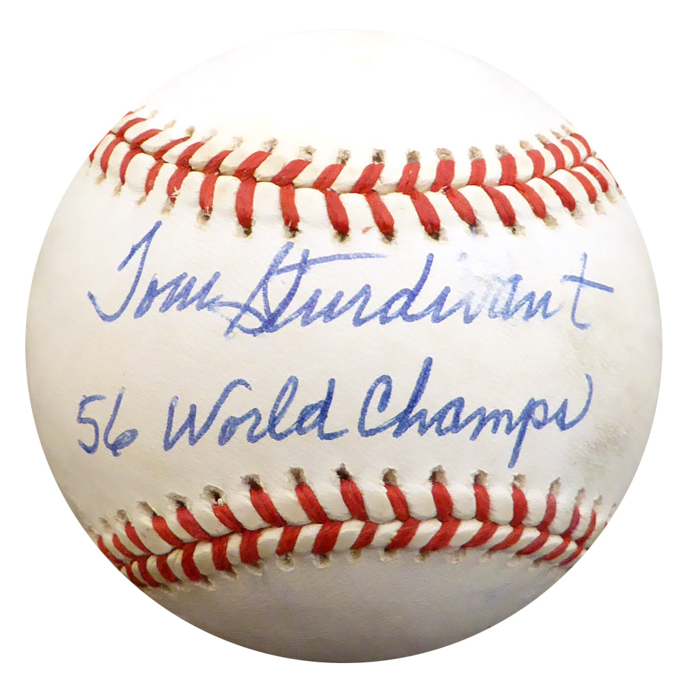 Tom Sturdivant Autographed Official AL Baseball New York Yankees "56 World Champs" Beckett BAS #F29909