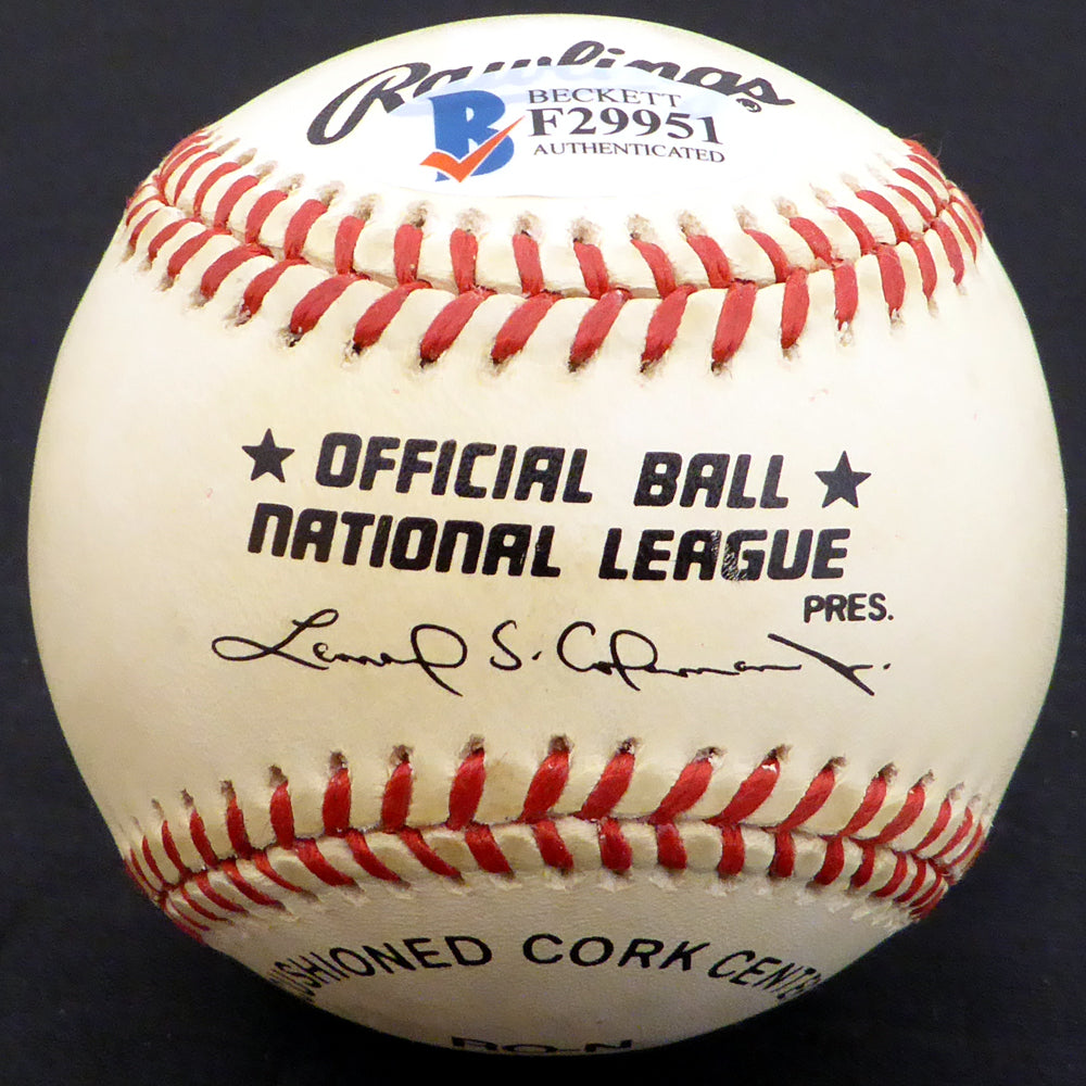Bob Lennon Autographed Official NL Baseball New York Giants Beckett BAS #F29951