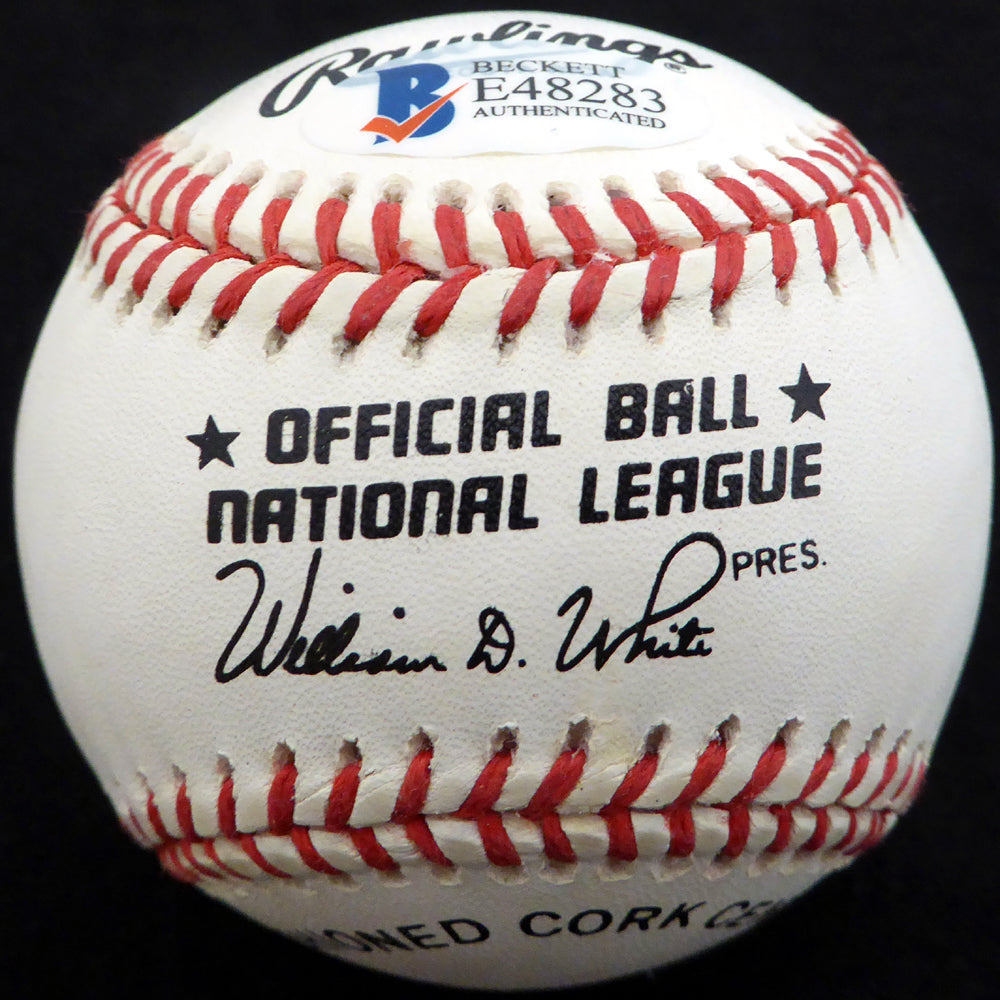 Johnny Klippstein Autographed Official NL Baseball Los Angeles Dodgers, Cincinnati Reds Beckett BAS #E48283