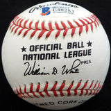 Johnny Klippstein Autographed Official NL Baseball Los Angeles Dodgers, Cincinnati Reds Beckett BAS #E48283