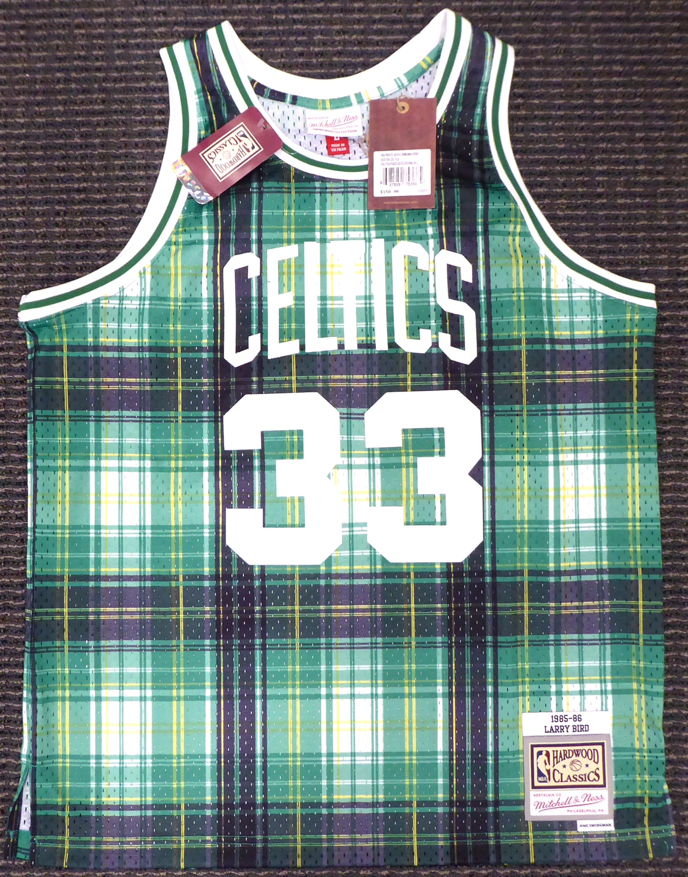 Boston Celtics Larry Bird Autographed Green Mitchell & Ness Private School Swingman Jersey Size L Beckett BAS Stock #177706
