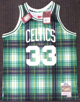 Boston Celtics Larry Bird Autographed Green Mitchell & Ness Private School Swingman Jersey Size L Beckett BAS Stock #177706