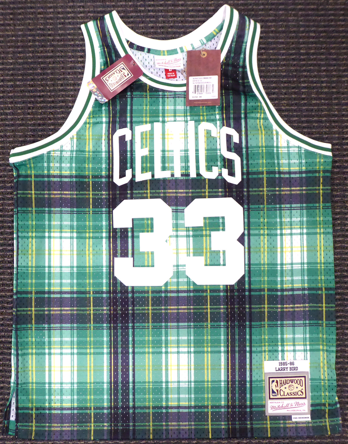 Boston Celtics Larry Bird Autographed Green Mitchell & Ness Private School Swingman Jersey Size L Beckett BAS Stock #177706