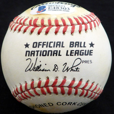 Billy Loes Autographed Official NL Baseball Brooklyn Dodgers Beckett BAS #E48303