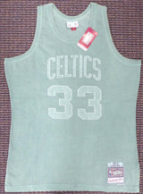 Boston Celtics Larry Bird Autographed Green Mitchell & Ness Washed Out Swingman Jersey Size L Beckett BAS Stock #177710