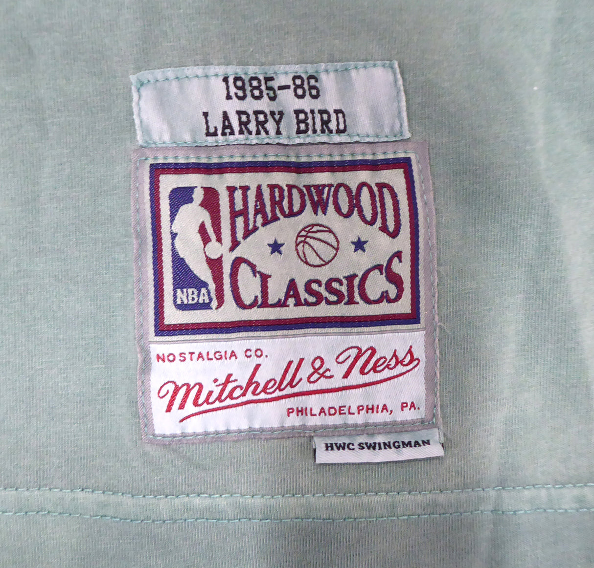 Boston Celtics Larry Bird Autographed Green Mitchell & Ness Washed Out Swingman Jersey Size L Beckett BAS Stock #177710