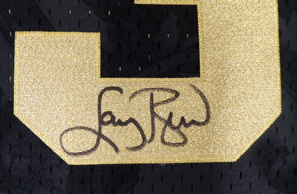Boston Celtics Larry Bird Autographed Black Mitchell & Ness Gold Toile Swingman Jersey Size M Beckett BAS Stock #177714