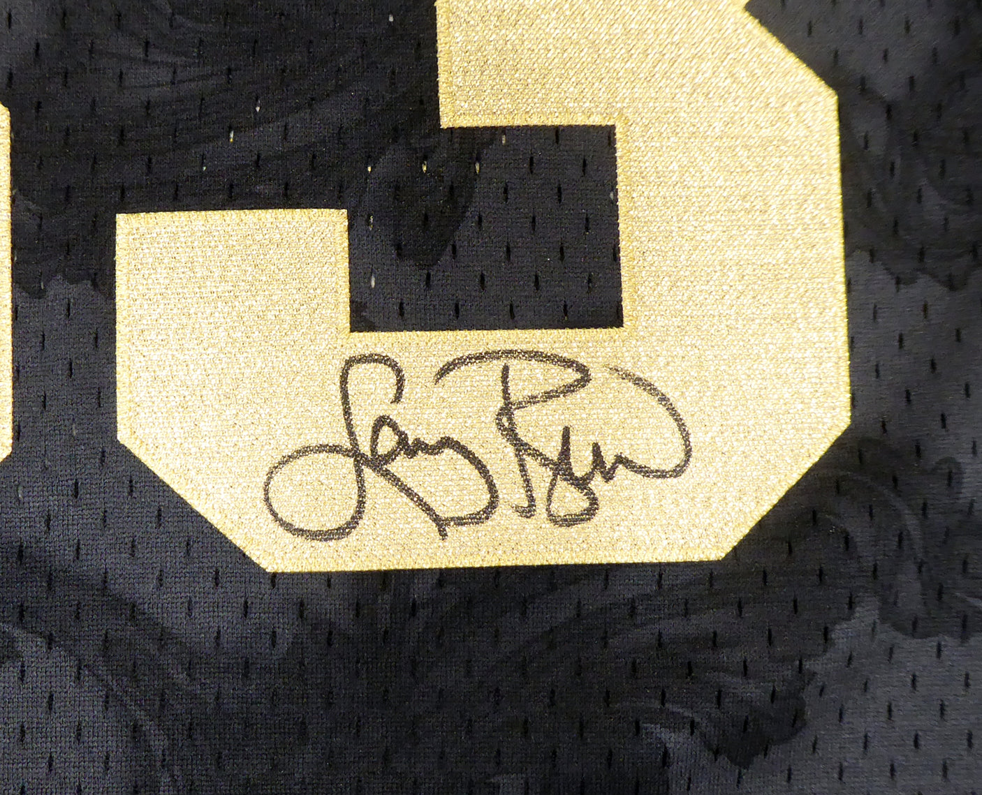 Boston Celtics Larry Bird Autographed Black Mitchell & Ness Gold Toile Swingman Jersey Size XL Beckett BAS Stock #177716