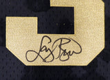 Boston Celtics Larry Bird Autographed Black Mitchell & Ness Gold Toile Swingman Jersey Size XXL Beckett BAS Stock #177717