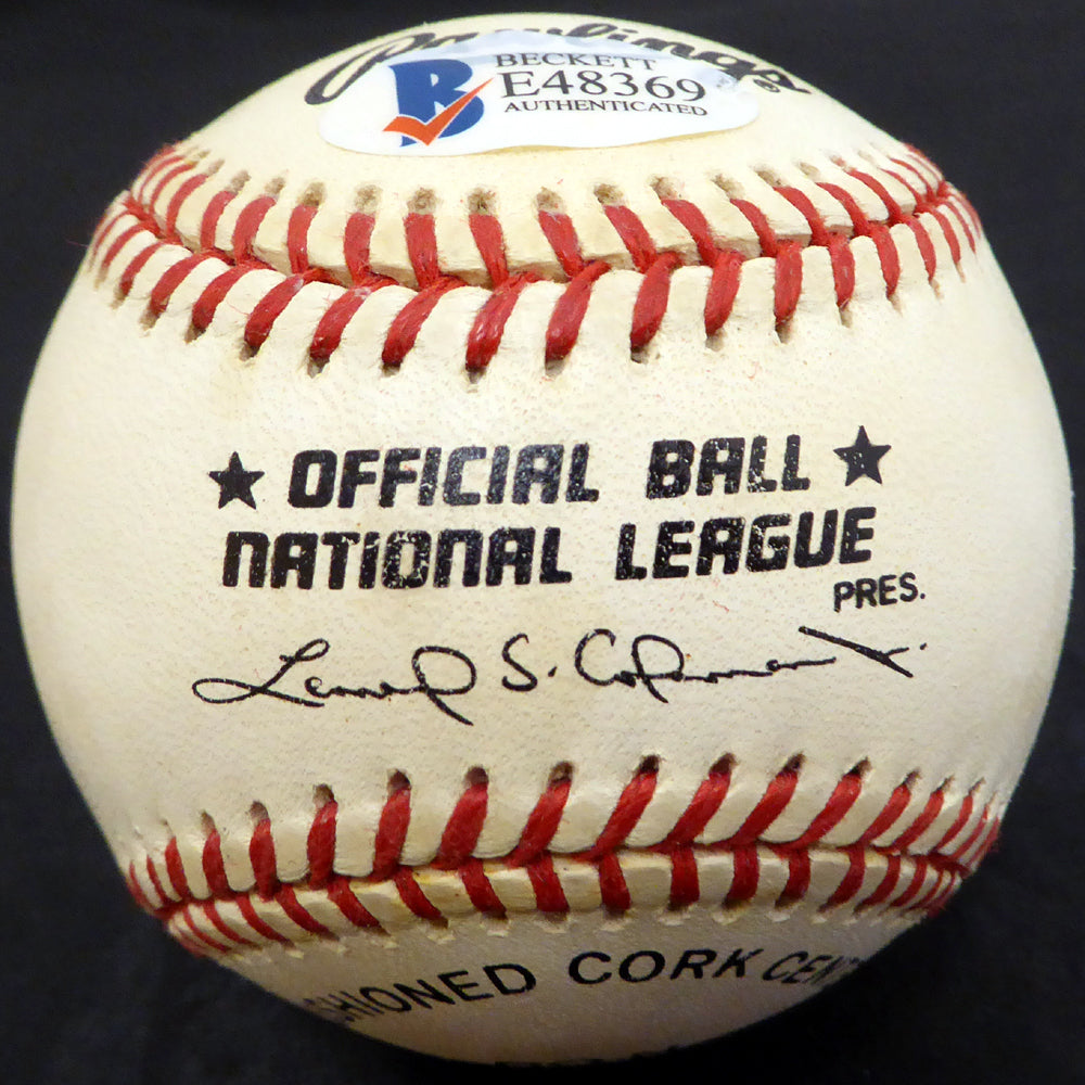 Ron Negray Autographed Official NL Baseball Brooklyn Dodgers Beckett BAS #E48369