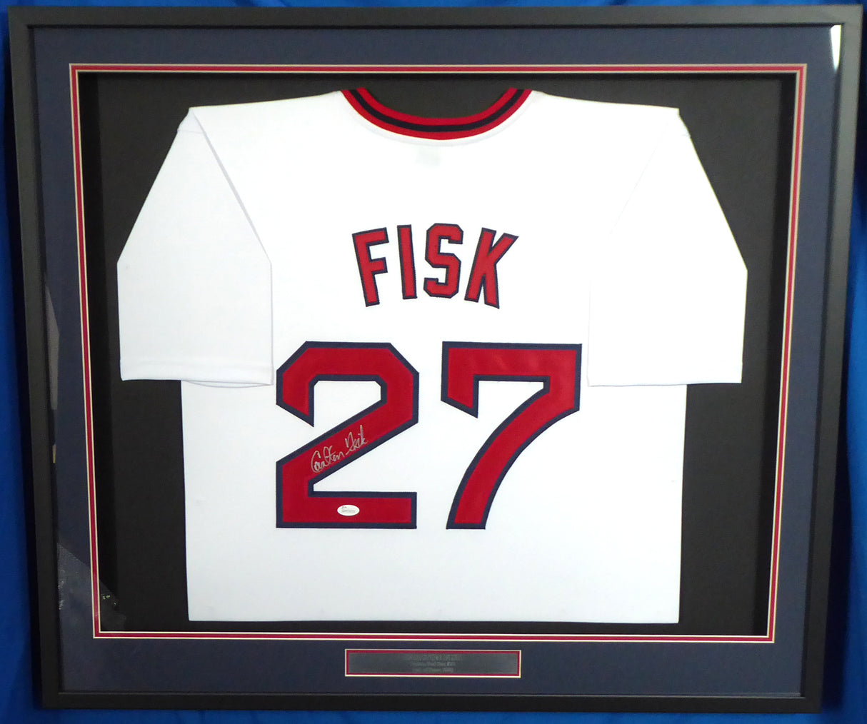 Boston Red Sox Carlton Fisk Autographed Framed White Jersey JSA Stock #177847