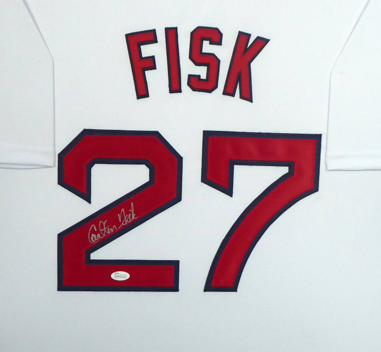 Boston Red Sox Carlton Fisk Autographed Framed White Jersey JSA Stock #177847