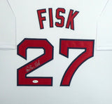 Boston Red Sox Carlton Fisk Autographed Framed White Jersey JSA Stock #177847