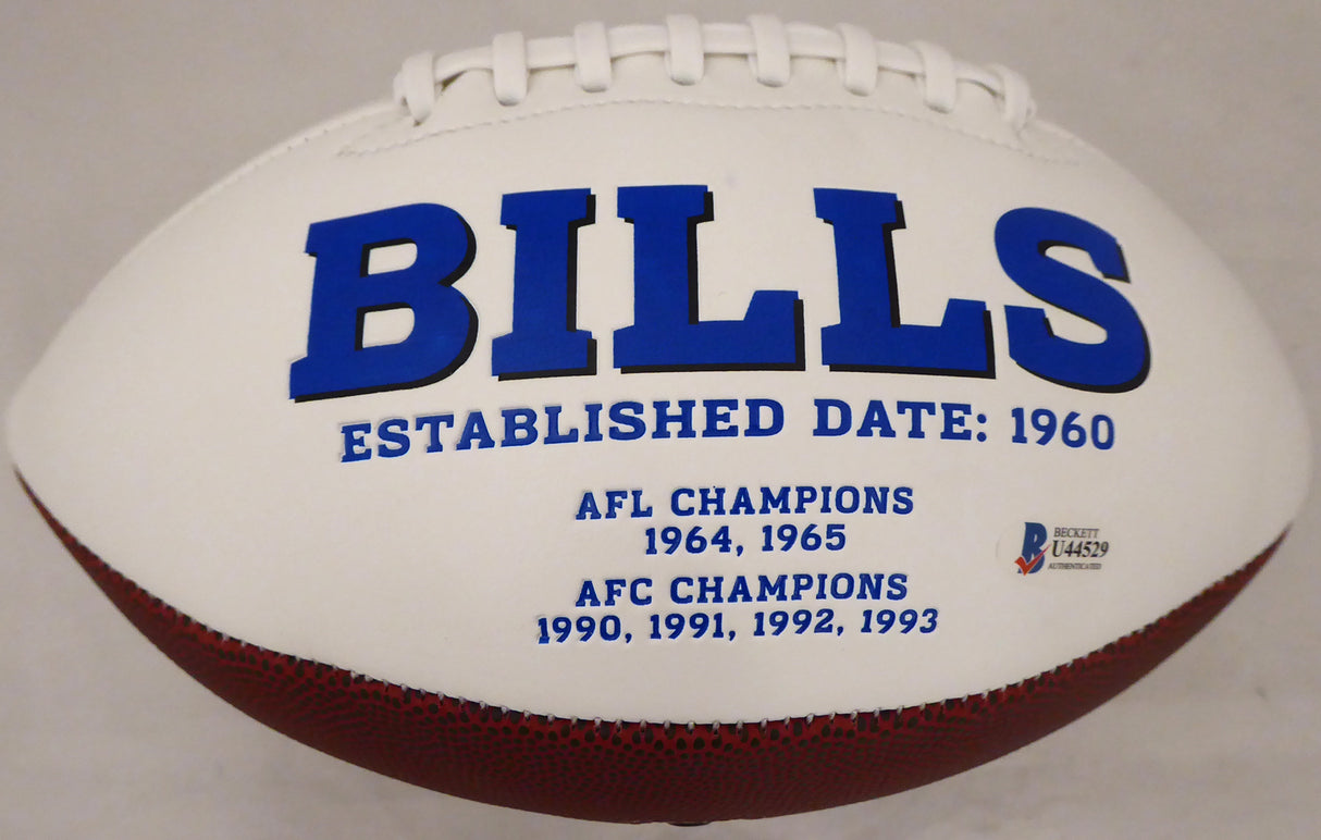Thurman Thomas Autographed Buffalo Bills White Logo Football Beckett BAS Stock #178098