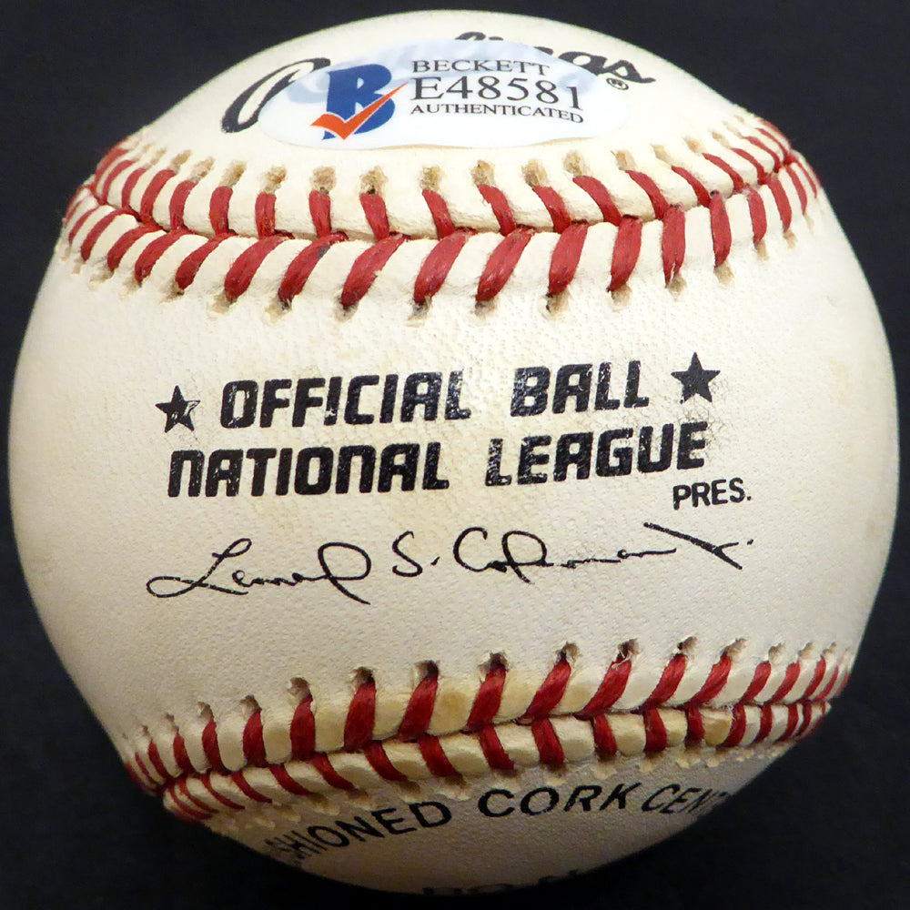 Dick Whitman Autographed Official NL Baseball Brooklyn Dodgers Beckett BAS #E48581