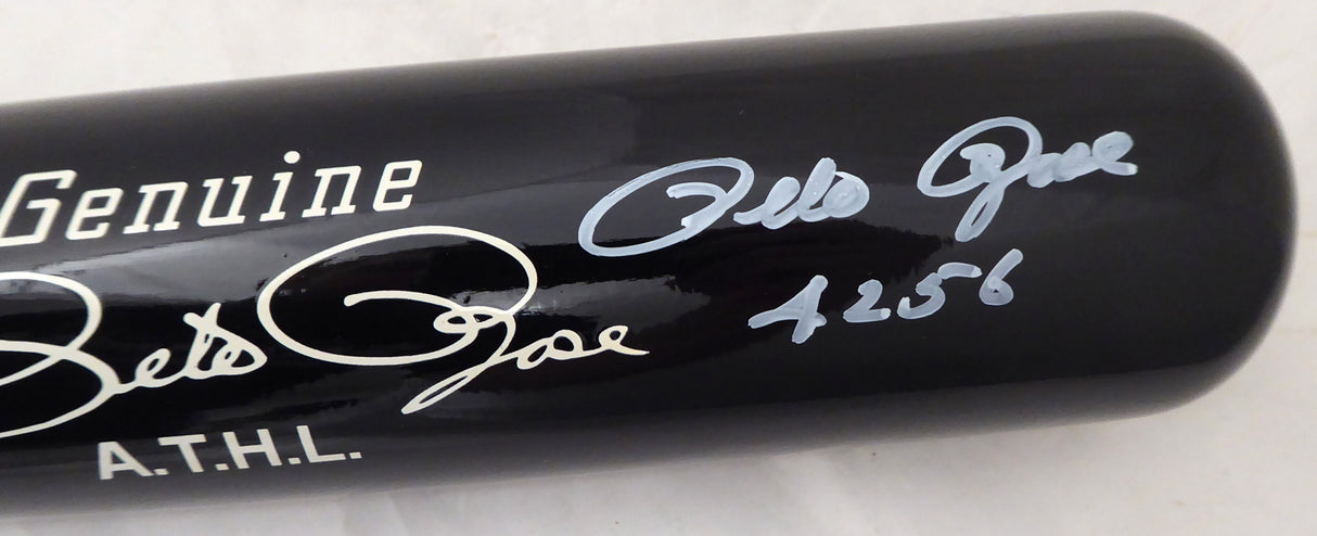 Pete Rose Autographed Black Mizuno Game Model Bat Cincinnati Reds Stat Game Model Bat "4256" In White PR Holo Stock #178274