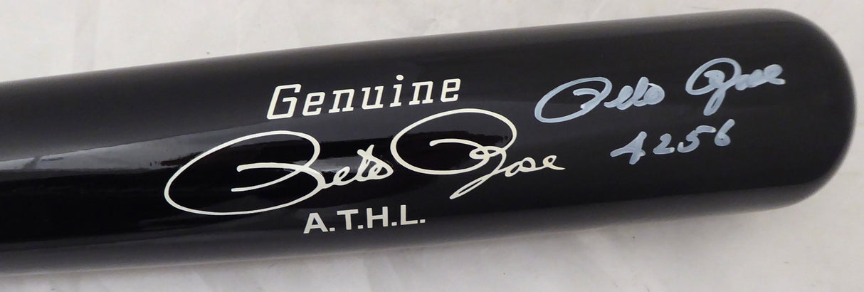 Pete Rose Autographed Black Mizuno Game Model Bat Cincinnati Reds Stat Game Model Bat "4256" In White PR Holo Stock #178274