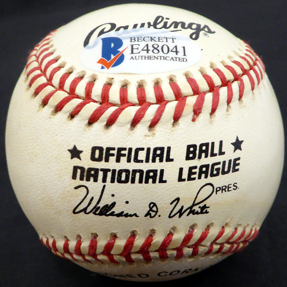 "Frenchy" Bordagary Autographed Official NL Baseball Brooklyn Dodgers Beckett BAS #E48041