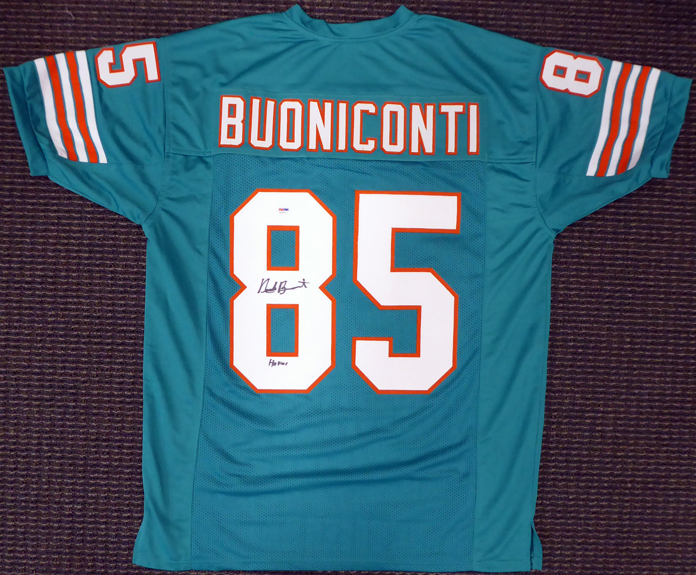 Miami Dolphins Nick Buoniconti Autographed Teal Jersey "HOF 01" PSA/DNA Stock #179034