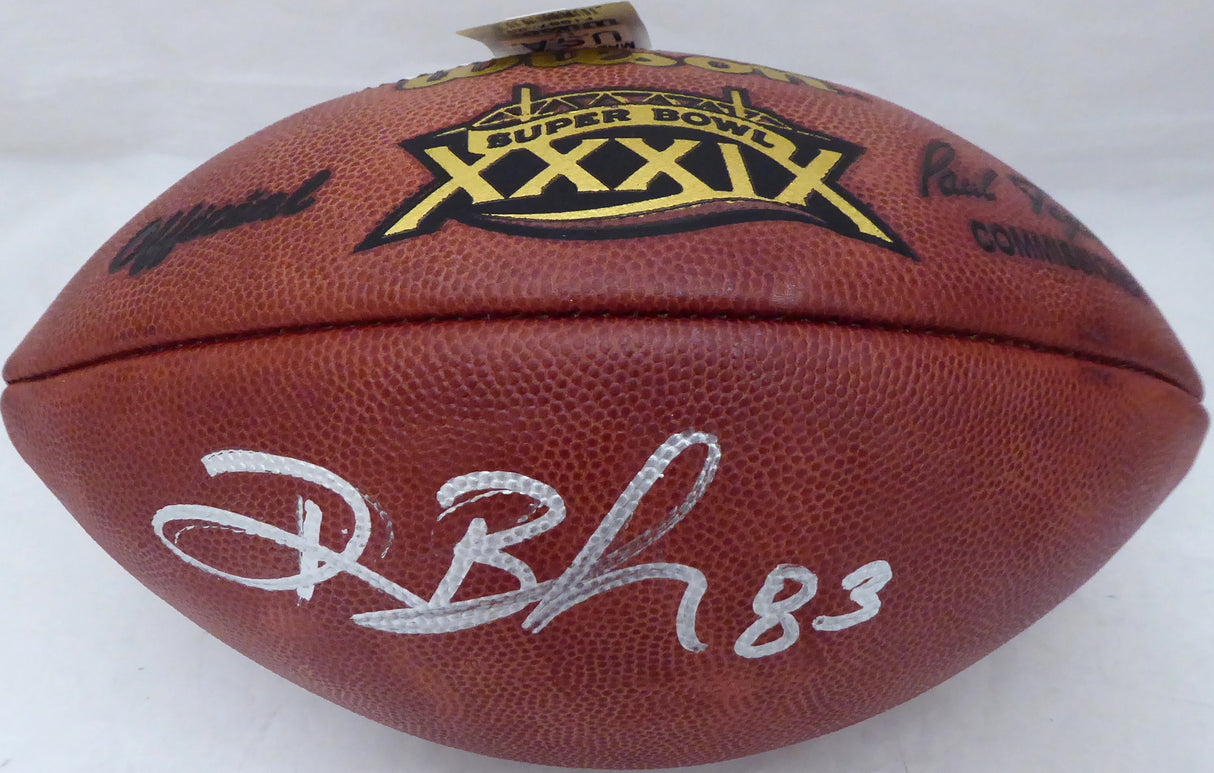 Deion Branch Autographed Wilson NFL SB XXXIX Leather Football New England Patriots Beckett BAS #V62705