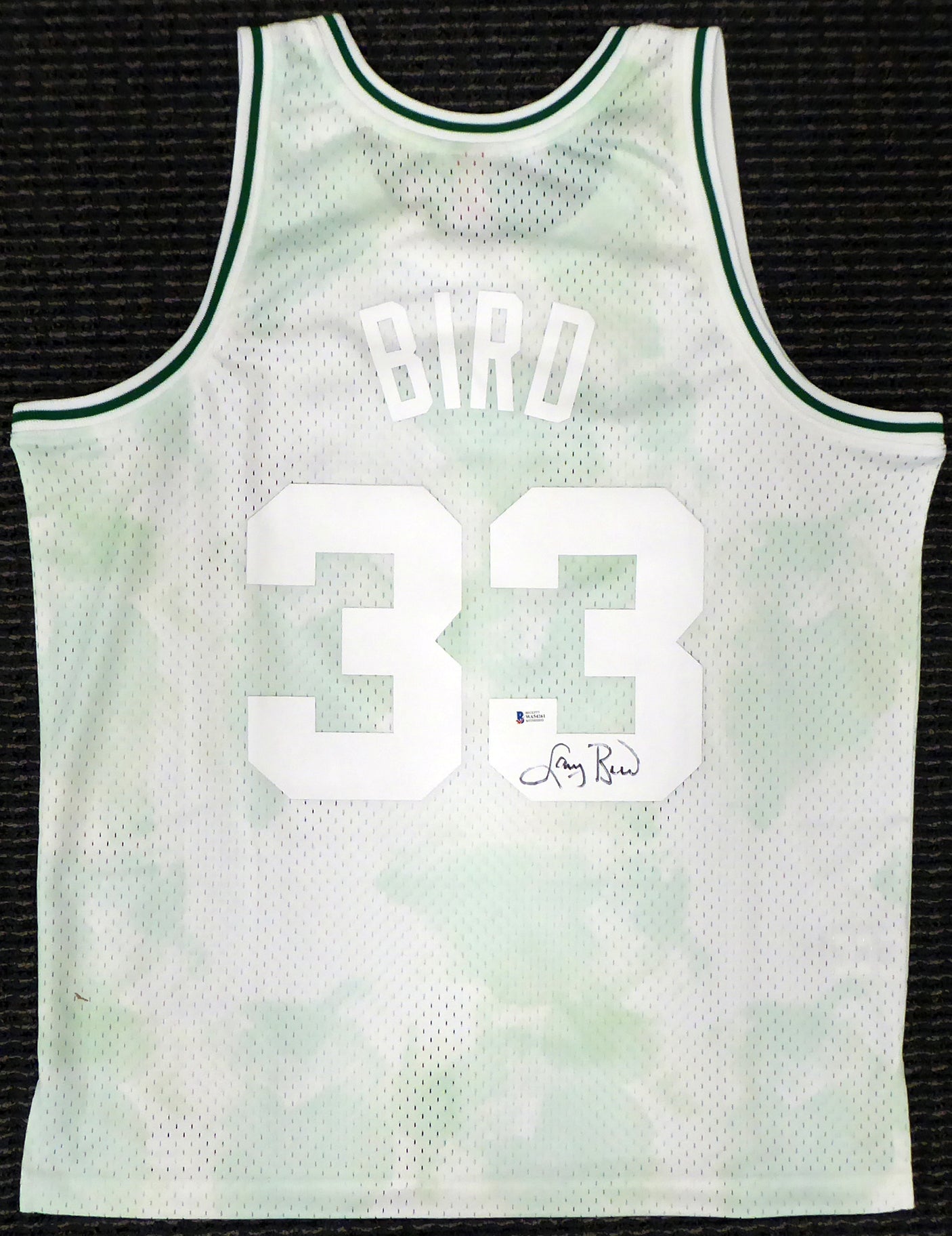 Boston Celtics Larry Bird Autographed Authentic Cloudy Skies Mitchell & Ness Jersey Beckett BAS #WA54261