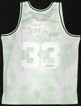 Boston Celtics Larry Bird Autographed Authentic Cloudy Skies Mitchell & Ness Jersey Beckett BAS #WA54261