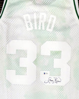 Boston Celtics Larry Bird Autographed Authentic Cloudy Skies Mitchell & Ness Jersey Beckett BAS #WA54261