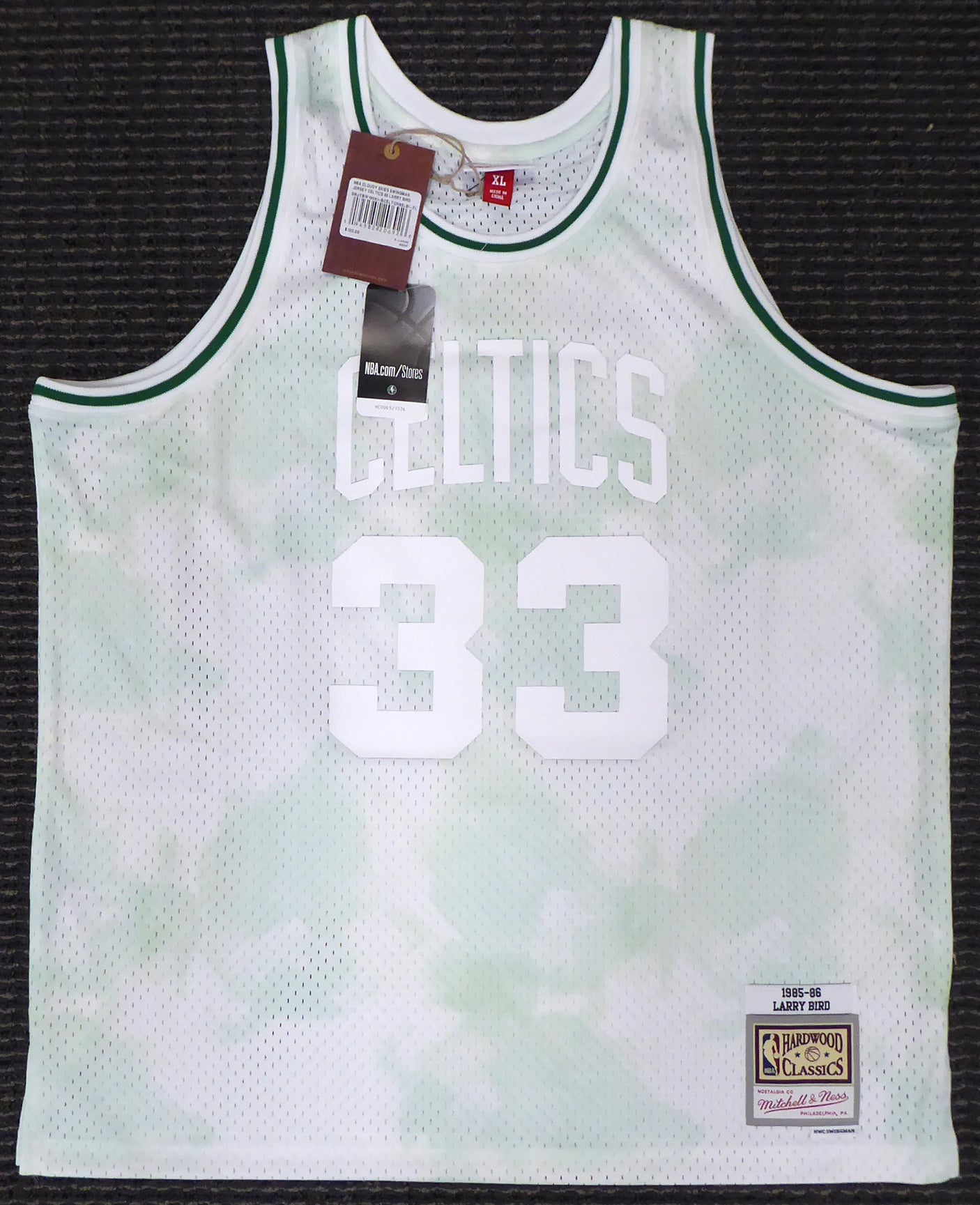 Boston Celtics Larry Bird Autographed Authentic Cloudy Skies Mitchell & Ness Jersey Beckett BAS #WA54260