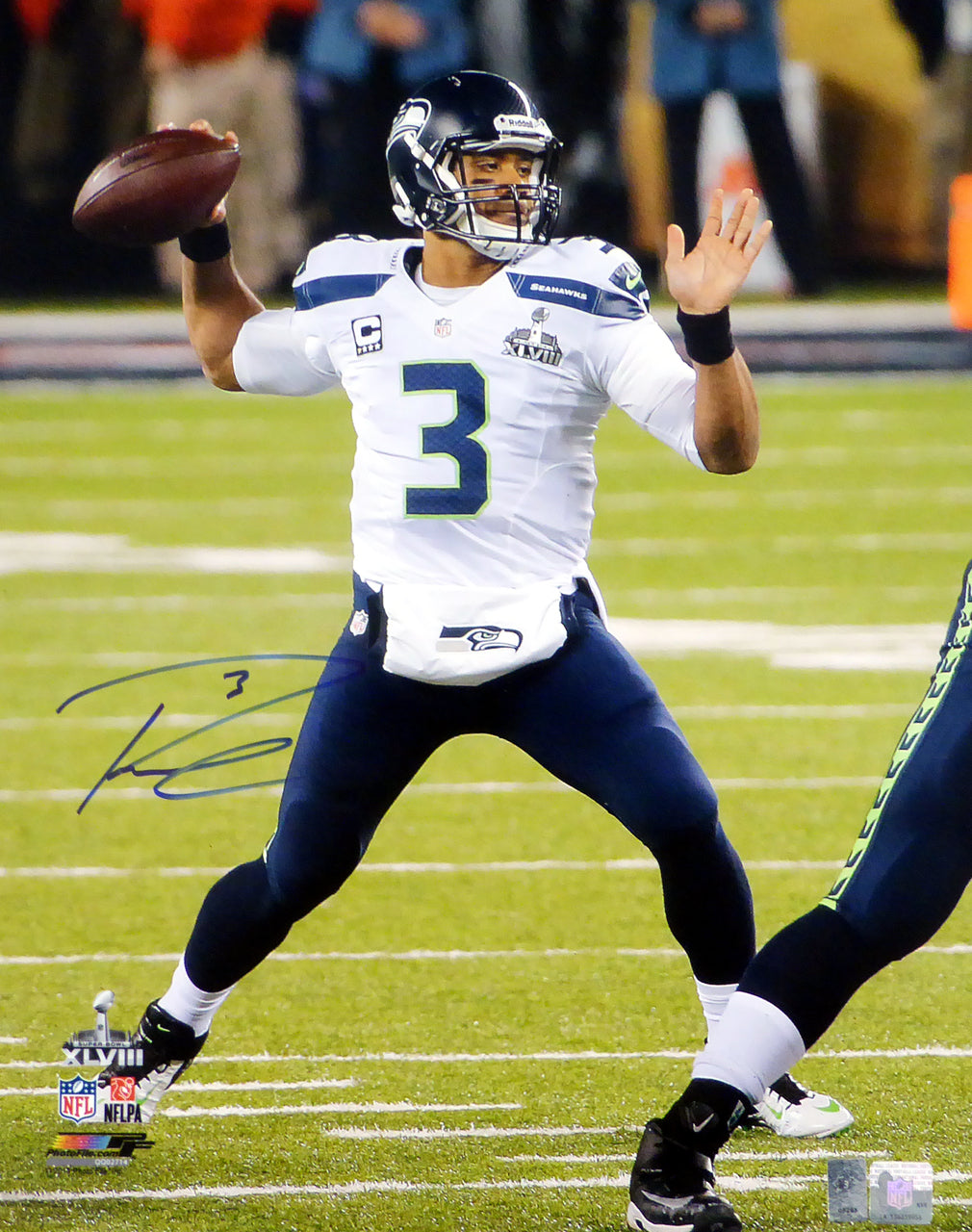 Russell Wilson Autographed 16x20 Photo Seattle Seahawks Super Bowl RW Holo Stock #74641