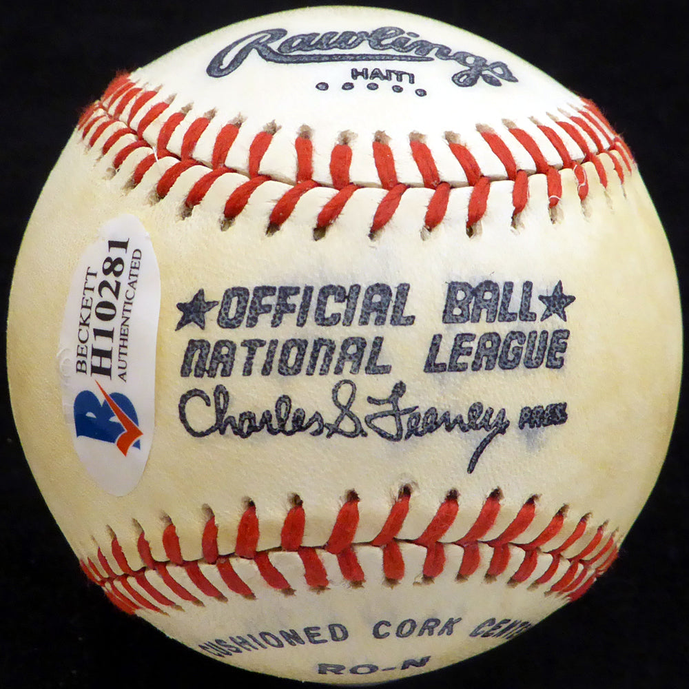 Frank Robinson Autographed Official NL Feeney Baseball Baltimore Orioles, Cincinnati Reds Beckett BAS #H10281