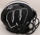 Russell Wilson Autographed Wisconsin Badgers Eclipse Black Full Size Speed Authentic Helmet (Smudge) RW Holo & Beckett BAS #WE94132