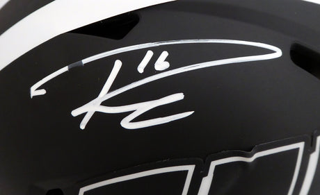 Russell Wilson Autographed Wisconsin Badgers Eclipse Black Full Size Speed Authentic Helmet (Smudge) RW Holo & Beckett BAS #WE94132