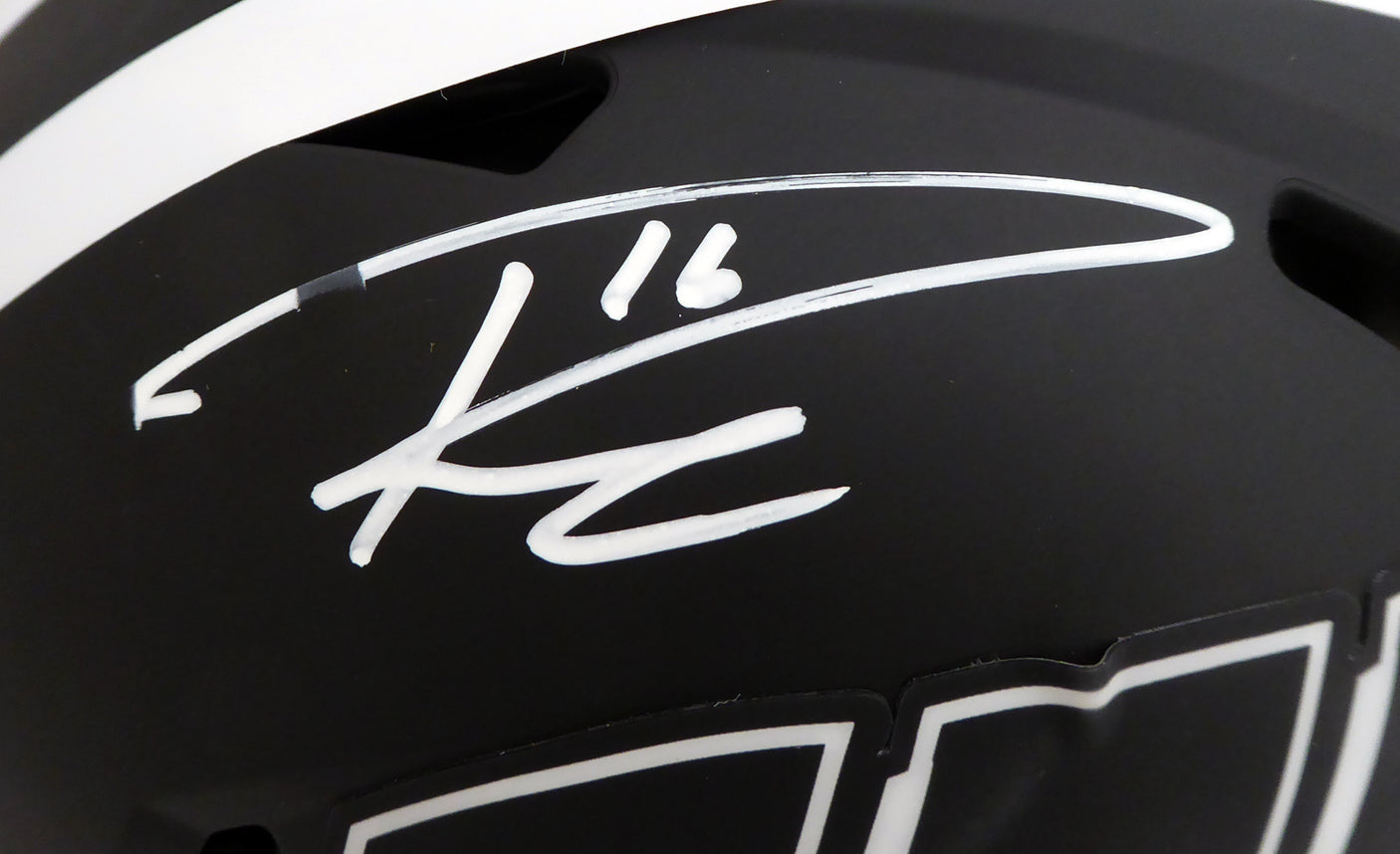 Russell Wilson Autographed Wisconsin Badgers Eclipse Black Full Size Speed Authentic Helmet (Smudge) RW Holo & Beckett BAS #WE94132