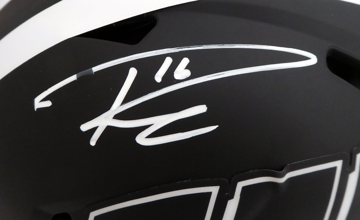 Russell Wilson Autographed Wisconsin Badgers Eclipse Black Full Size Speed Authentic Helmet (Smudge) RW Holo & Beckett BAS #WE94132