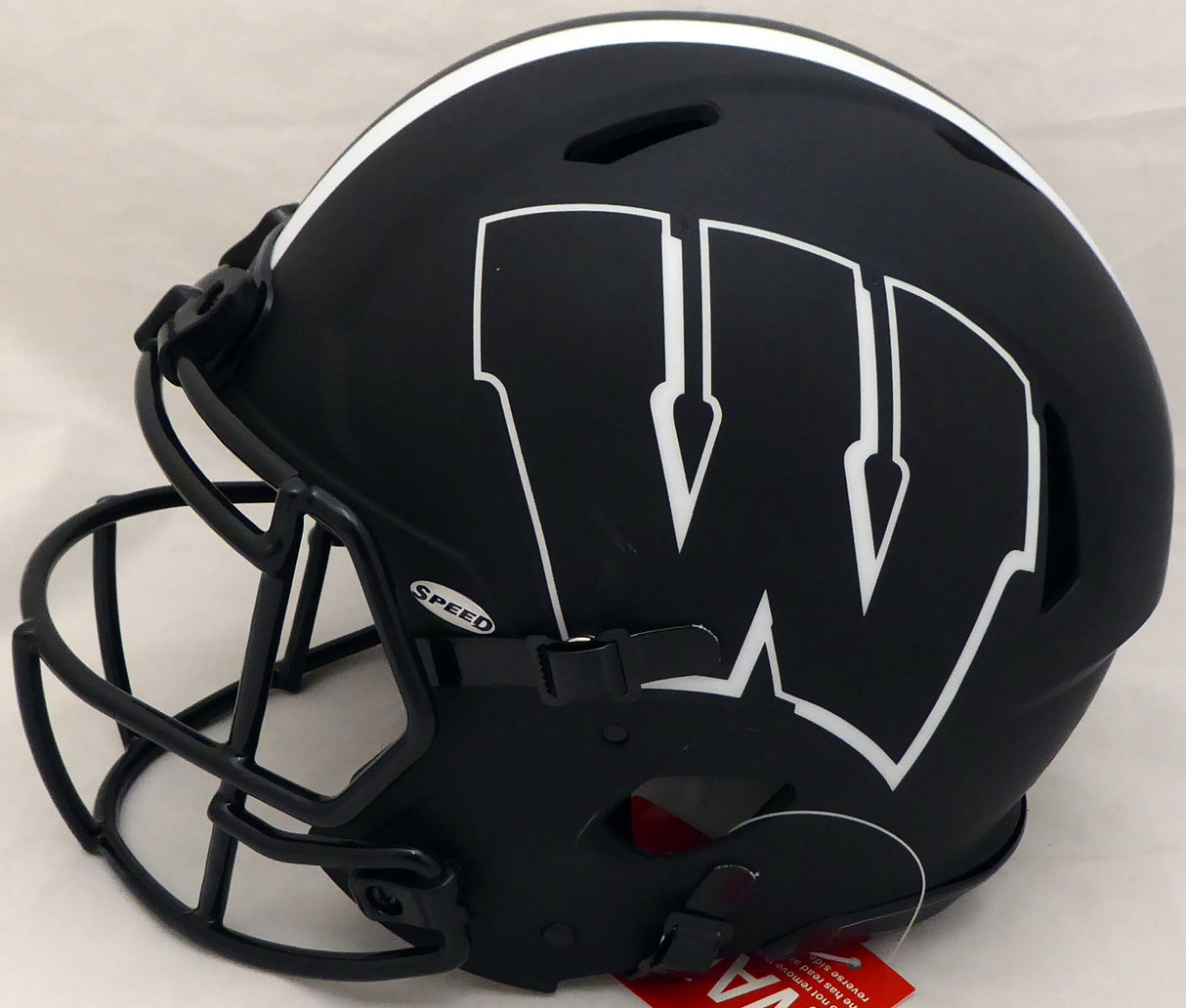Russell Wilson Autographed Wisconsin Badgers Eclipse Black Full Size Speed Authentic Helmet (Smudge) RW Holo & Beckett BAS #WE94132