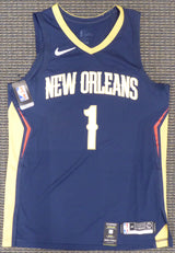 New Orleans Pelicans Zion Williamson Autographed Authentic Blue Nike Jersey Size 48 Fanatics Holo Stock #185354