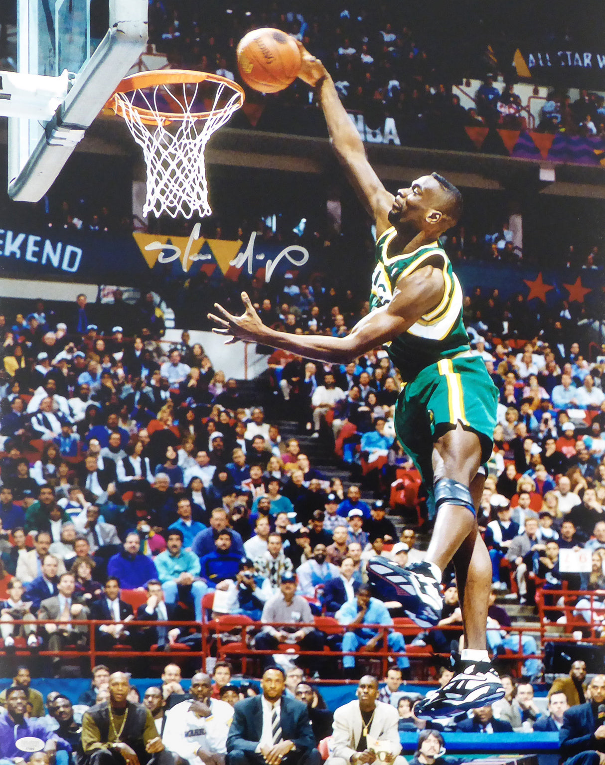 Shawn Kemp Autographed 16x20 Photo Seattle Sonics MCS Holo Stock #125212