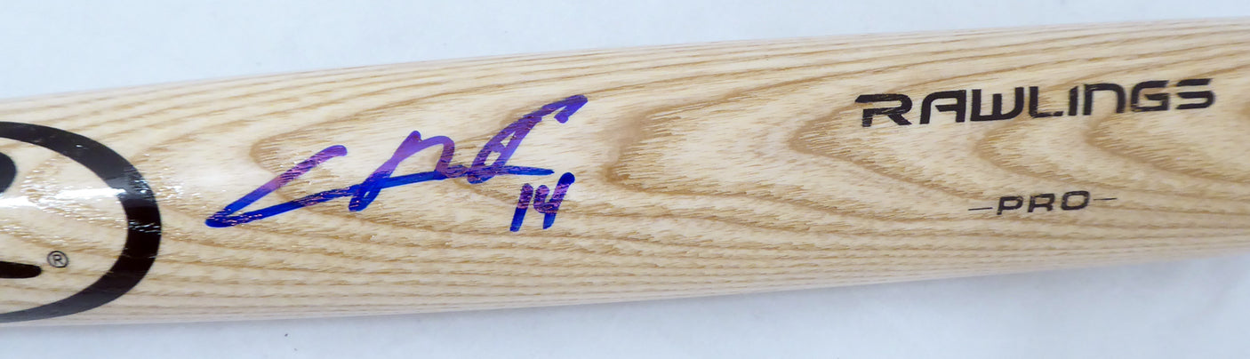 Cristian Pache Autographed Blonde Rawlings Baseball Bat Oakland A's Beckett BAS Stock #186810