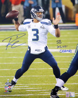 Russell Wilson Autographed 16x20 Photo Seattle Seahawks Super Bowl "SB XLVIII Champs" RW Holo Stock #105130