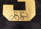 Boston Celtics Larry Bird Autographed Black Mitchell & Ness Gold Toile Swingman Jersey Size L Beckett BAS #Y92564