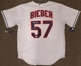 Cleveland Indians Shane Bieber Autographed Gray Nike Jersey Size L "Go Tribe" Beckett BAS Stock #187726