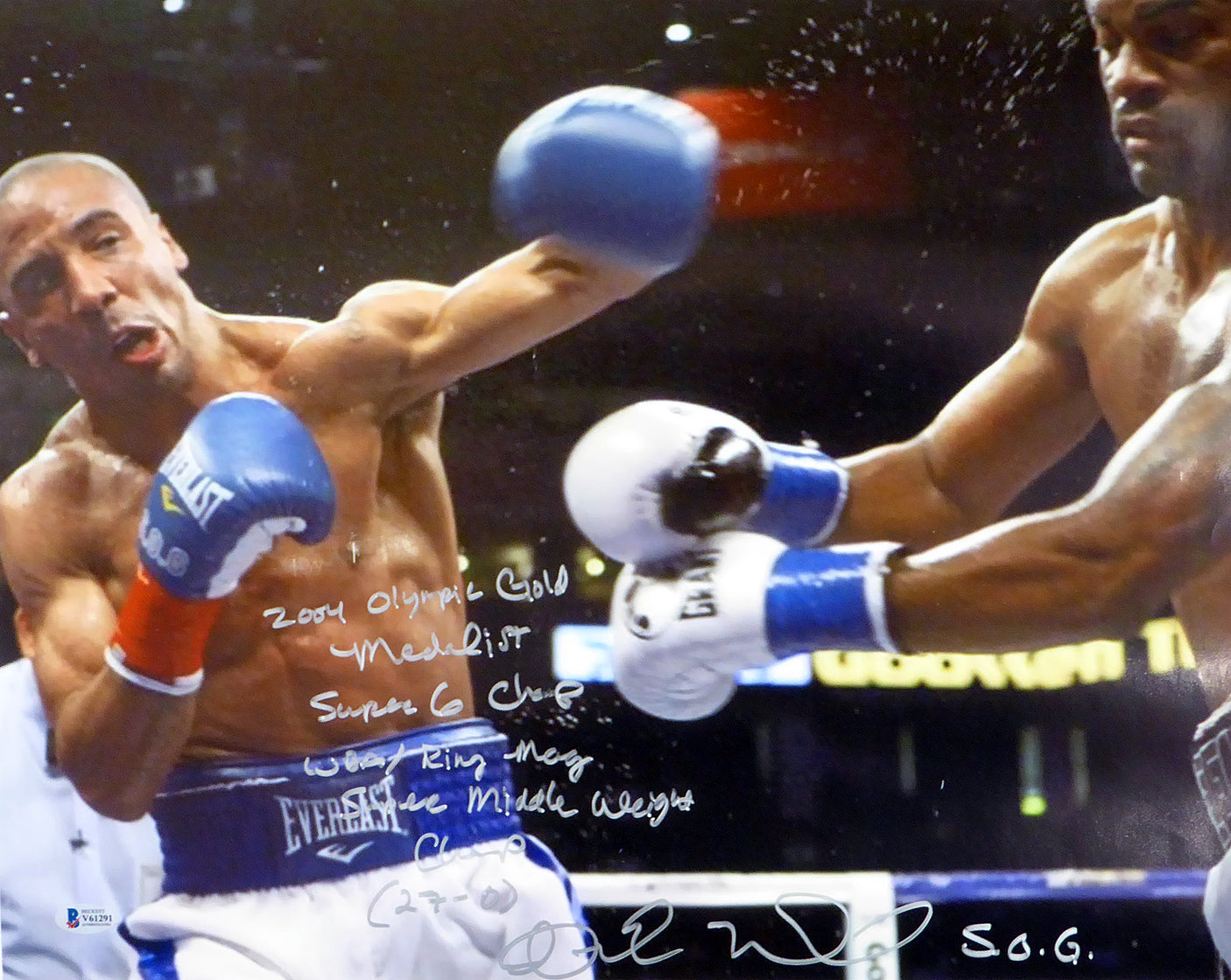 Andre Ward Autographed 16x20 Photo "2004 Olympic Gold Medalist, Super 6 Champ, WBA/Ring Mag Super Middle Weight Champ, 27-0, SOG" Beckett BAS #V61291